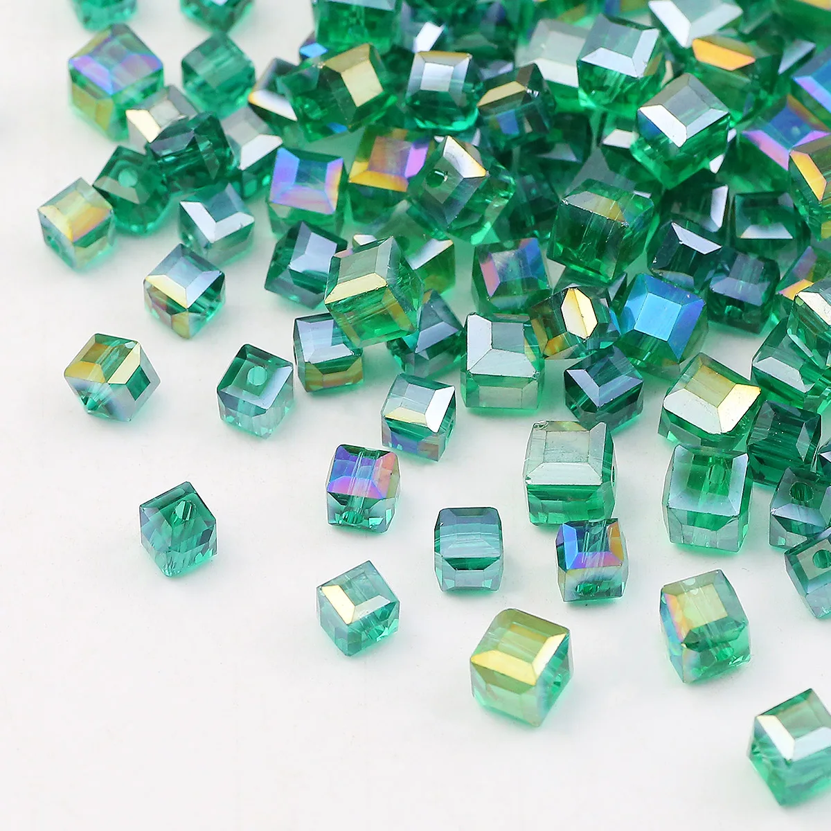 30-200pcs 2/3/4/6/7mm Peacock Green Austrian Faceted Crystal Glass Square Spacer Beads For Jewelry Making Bracelets Necklace DIY