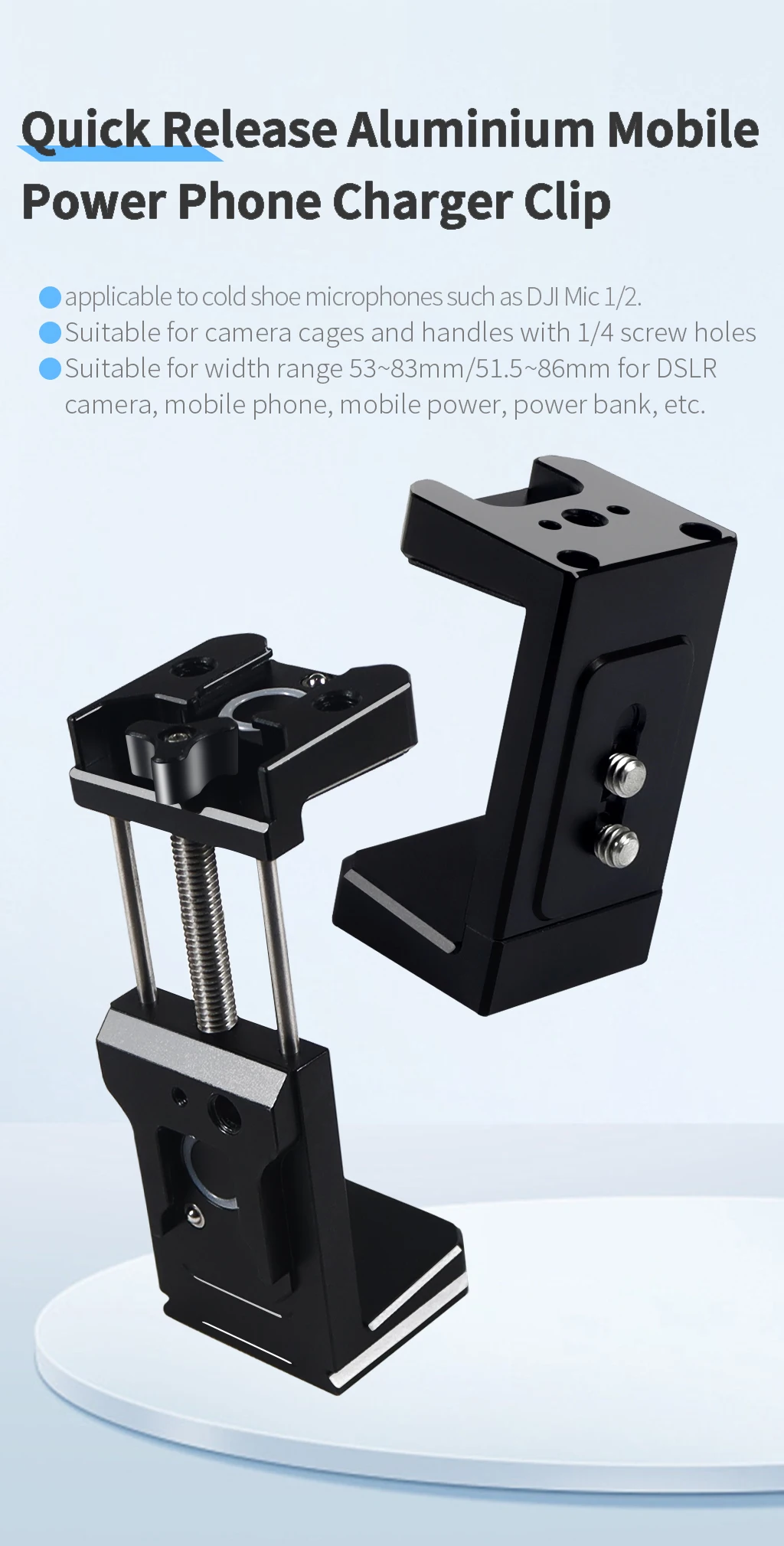 Universal Mobile Power Bank Halter SSD Halterung Clamp 53-83mm Quick Mount Kalten Schuh für DJI Mic SLR Kamera telefon Stativ Vlog Clip – Detail 16