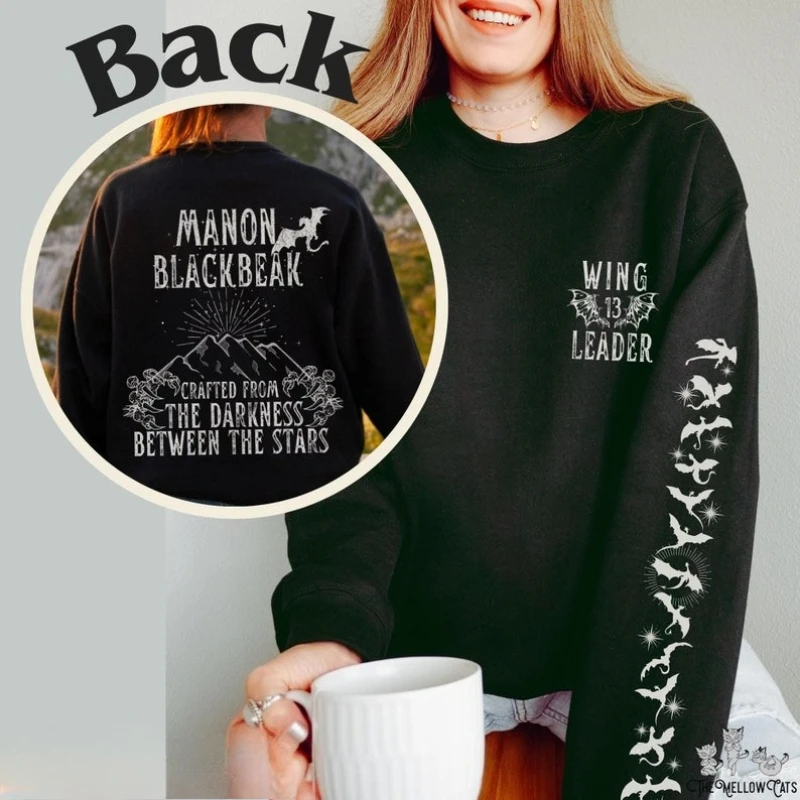 سويت شيرت Manon Blackbeak Witchling، سترة Throne of Glass The Thirteen، SJM Sarah J. Maas TOG قميص Abraxos Wingleader هودي #1