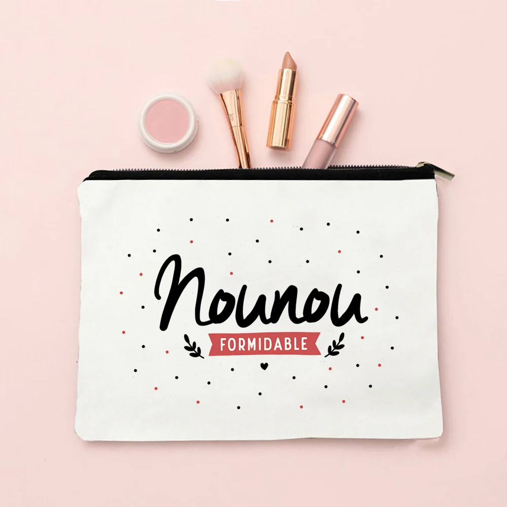 My Dear Nanny\'s Small Pocke Print Makeup Bag Casual Portable Toiletry Pouch Fashion Canvas Makeup Bag The Best Gift for Nannies