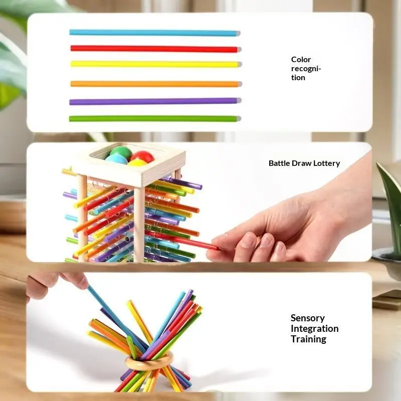 لعبة التعلم الحسي من مونتيسوري: لعبة المهارات الحركية الدقيقة مع مجموعة ألوان لعصي العد للأطفال
