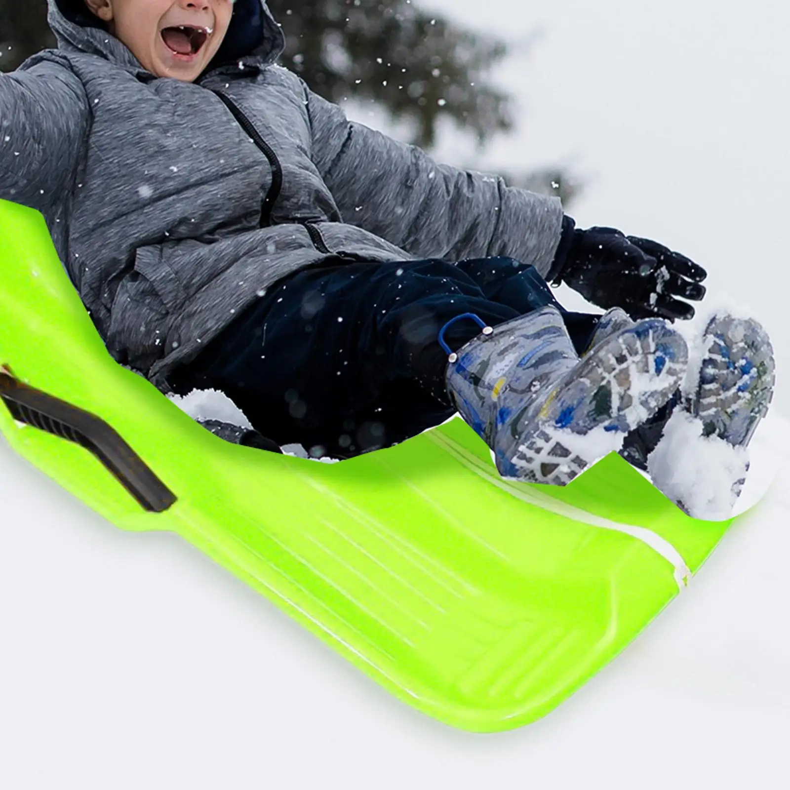 Sturdy Downhill Racer Snow Sled for Children Boys Girls Adults with Secure Handles and Towing Cord