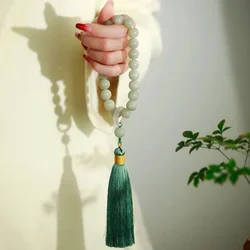 Green Jade Stone 12mm Beads Tassel Bracelet Necklace Tibetan Buddhist Mala Buddha Charm Rosary Yoga Men Woman Jewelry Customized