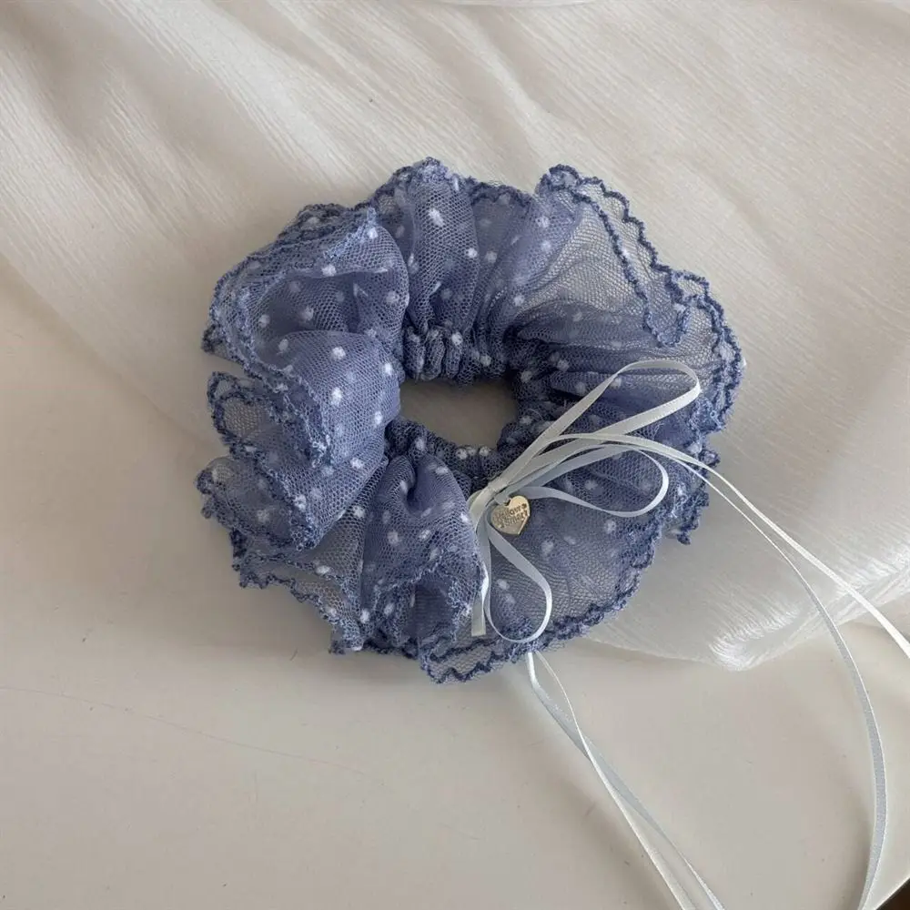 

Ins Chiffon Pleated Scrunchies Bow Lace Polka Dot Scrunchies Ribbon Sweet Oversized Hair Ropes Ponytail Holder