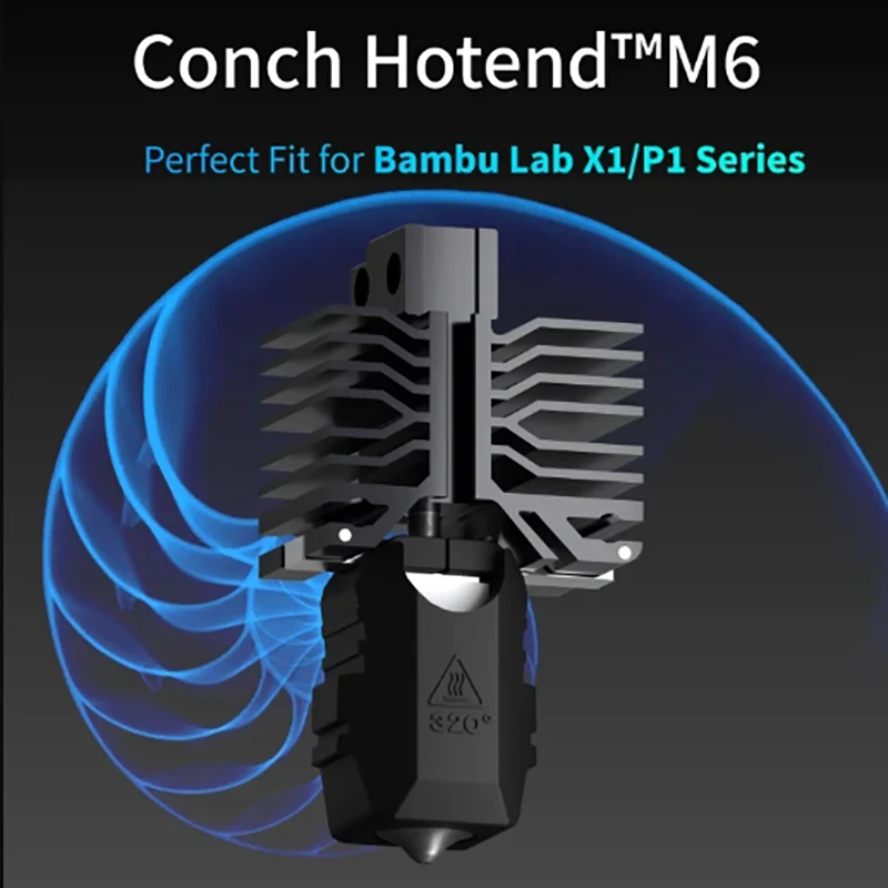 Phaetus Upgrade For Bambu Lab X1 P1 Series 3D Printers New Conch Hotend M6 EndCoat V6 Nozzle Detachable Perfect Fit Bambu Lab