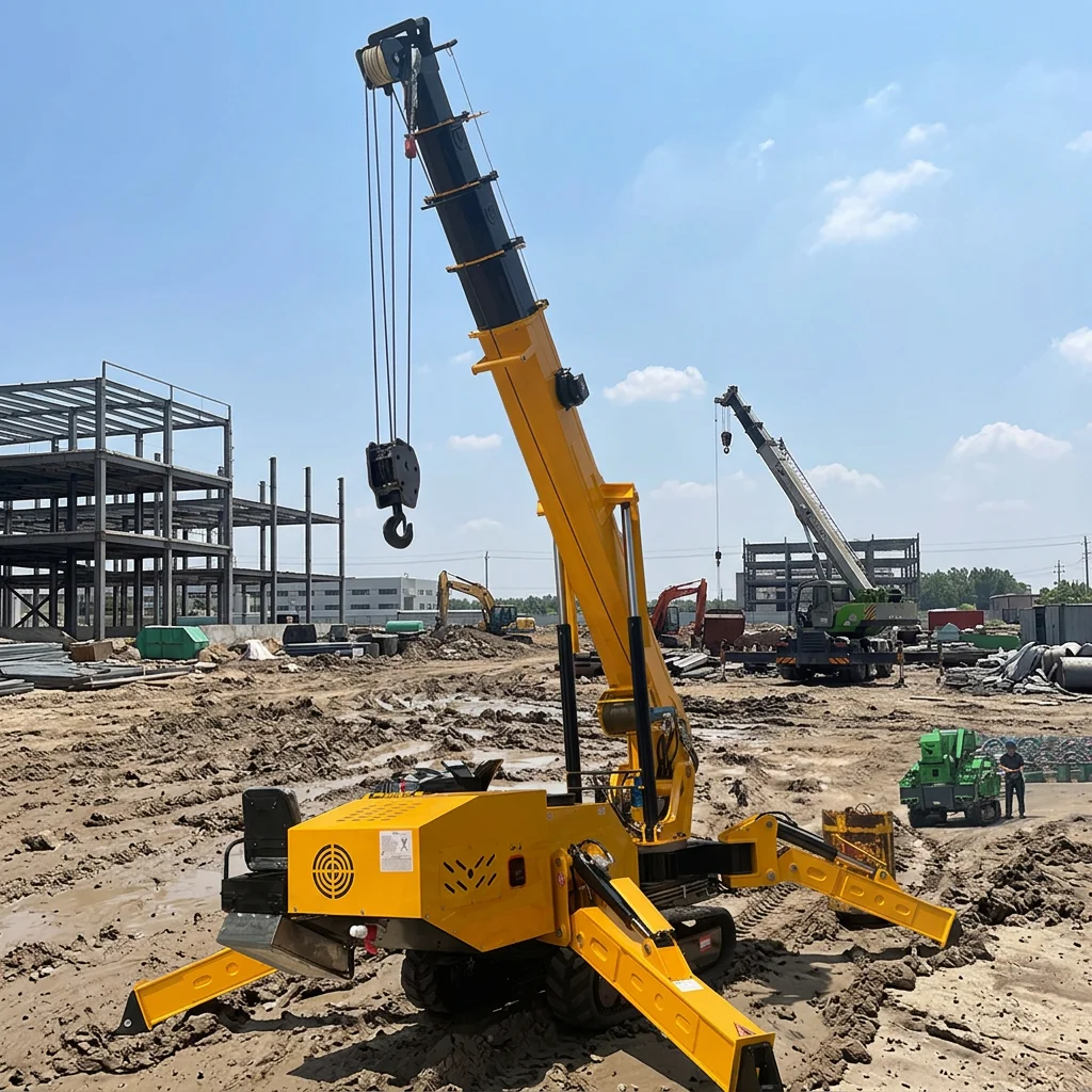 5-ton Telescopic Boom Self-propelled Spider Crane Small Spider Crane For Narrow Spaces with Remote and Man Basket