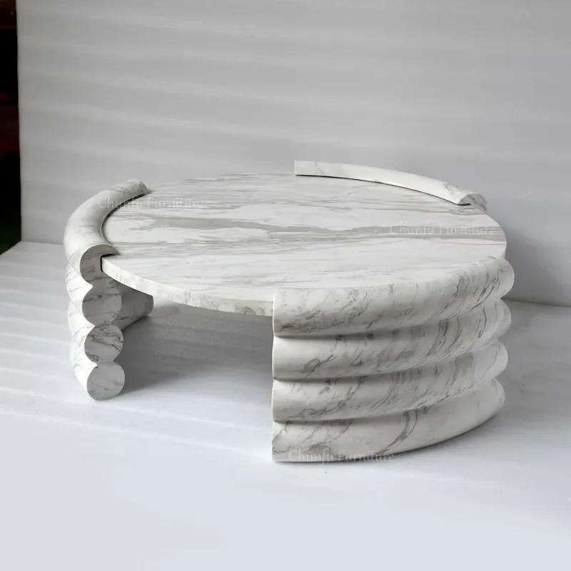 Custom-made Travertine Coffee Table Modern Luxury Durable Decorative Living Room Furniture 1 Year Warranty Customizable