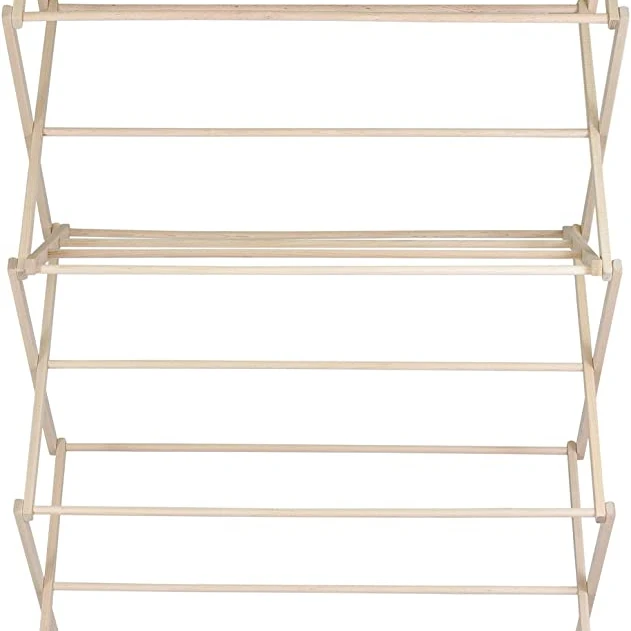 Solid Maple Hardwood Laundry Rack, Suitable For Blankets, Towels, Bedding, Heavy-duty Folding Drying Rack, No Assembly Required