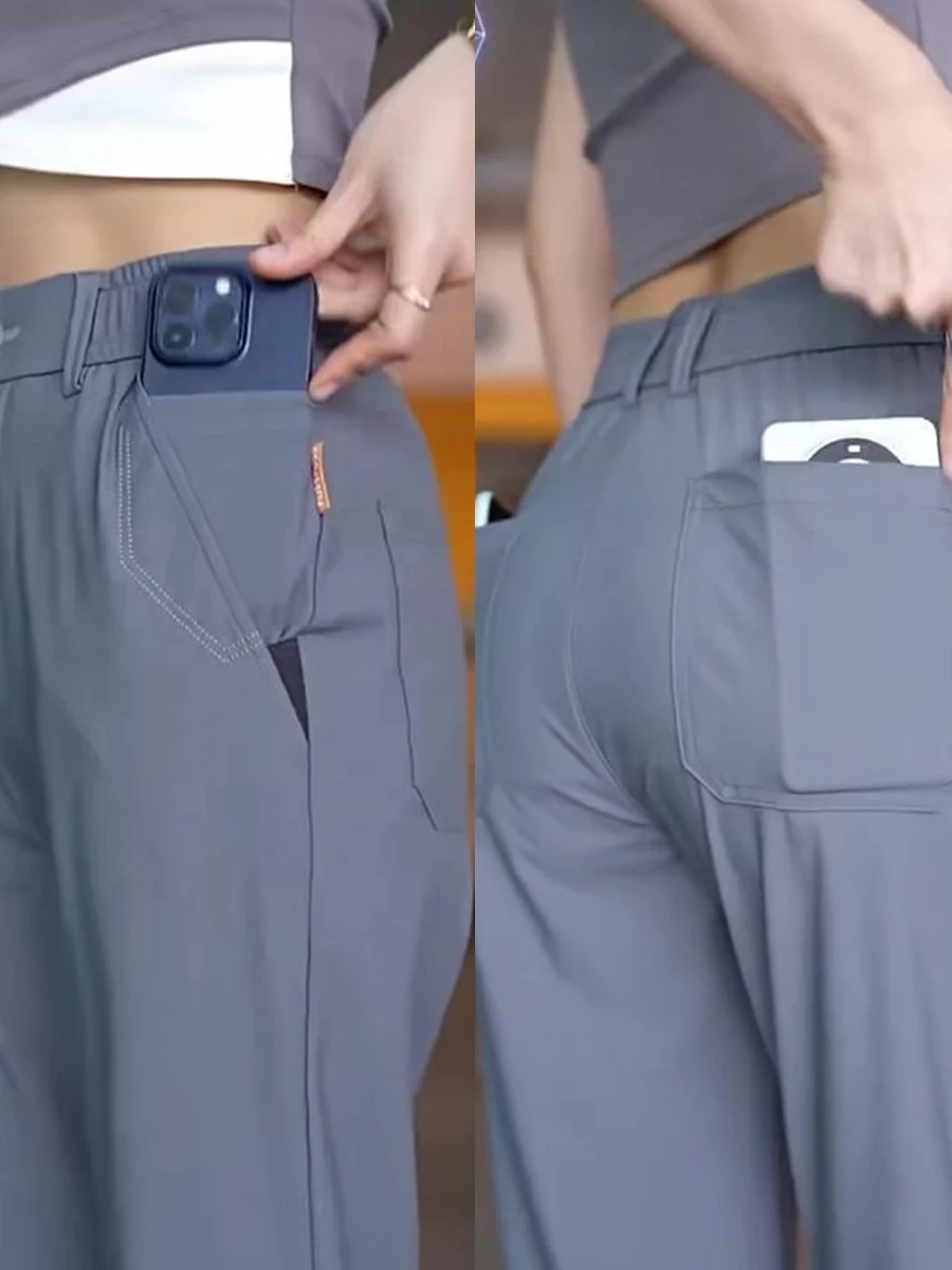 

Мужские летние брюки из ледяного шелка, тонкие, дышащие, повседневные, эластичные, быстросохнущие, легкие, деловые, прямого кроя, 2026