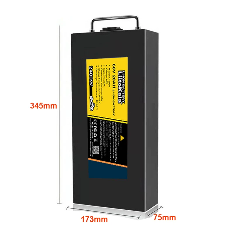 60V 20ah/30ah Waterproof Lithium Battery 16 strings 18650 high-power 2400W BMS for Electric motorcycle Scooter Bicycle duty-free