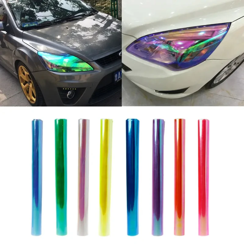 30x200cm Car Self Adhesive Chameleon Headlight Fog Light Taillight Films, Motorcycle Vinyl Wrap Car Decoration, Tint Vinyl Film
