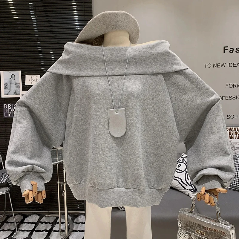 

Женские свитшоты Lazy Wind: Новинка! Свободный крой, вырез-лодочка, модный корейский стиль, повседневные, спортивные, простые топы для весны и осени.