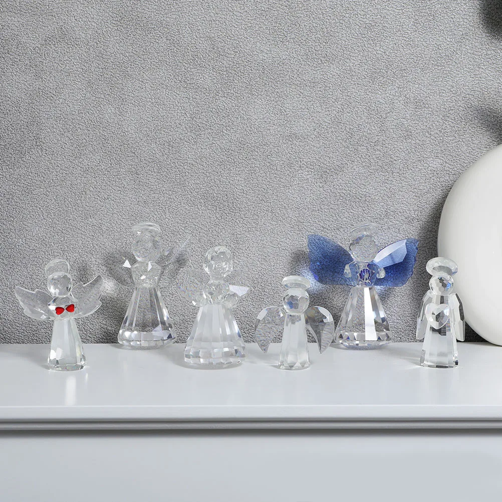 

2Pcs Angel Crystal Glass Decoration Exquisite Craftsmanship Safe Material Reflect Sunlight Flat Bottom Design Home Ornament