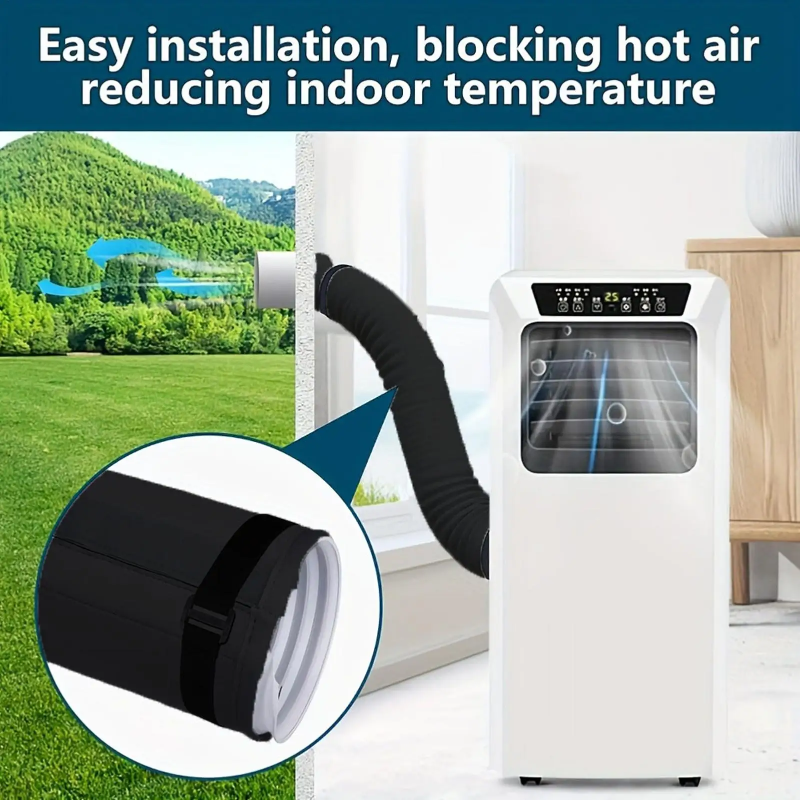 

Air Conditioner Hose Cover Wrap AC Hose Duct Vent Cover Sleeve Heat Reduction Reusable Tube Cushion Duct Vent Accessories For