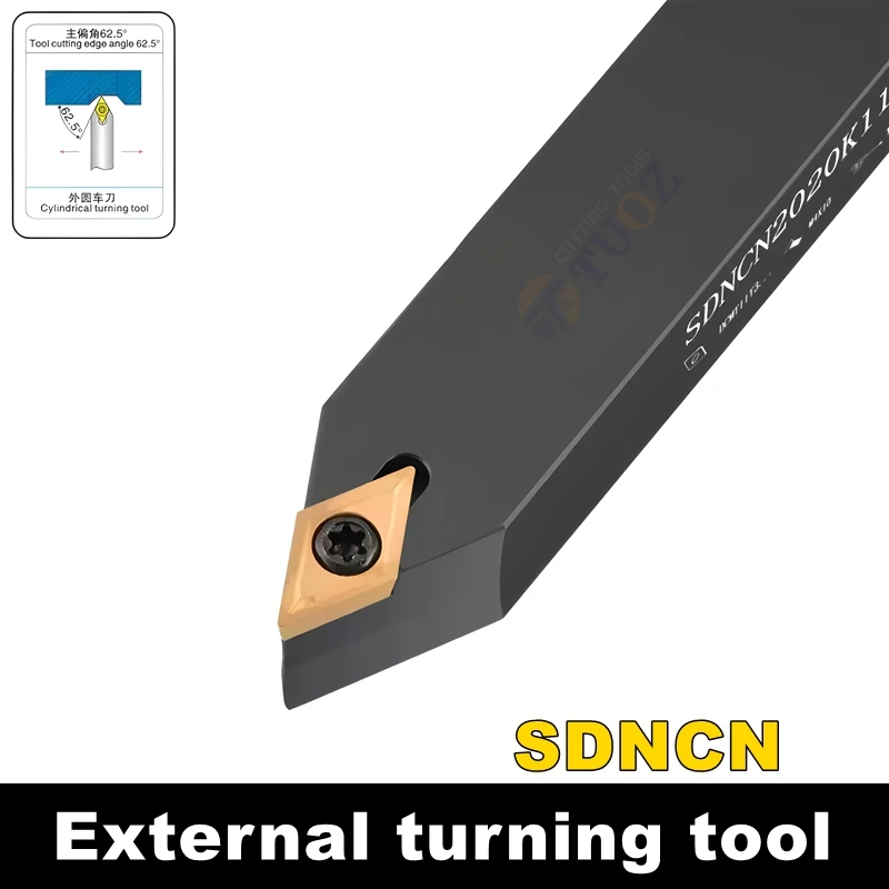TUOZ SDNCN 62.5degrees External Turning Tool  1010 1212 1616 2020 2525 Cnc Holder Lathe Cutter Shank DCMT0702 DCMT11T3 Inserts