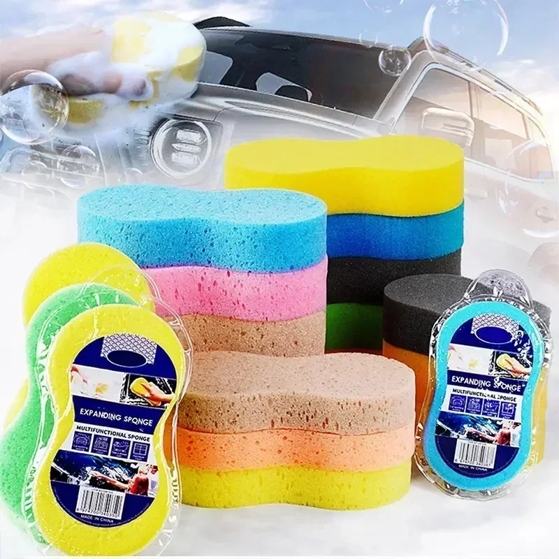 1-5Pcs High-density Household Cleaning Sponges Large Honeycomb 8-shaped Car Washing Sponge Kitchen Bathroom Foam Cleaning Tools