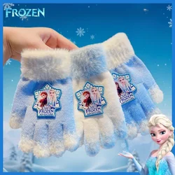 Frozen Elsa animation peripheral cute bow winter thickened full-finger half-finger flip-top girls warm gloves Christmas gift