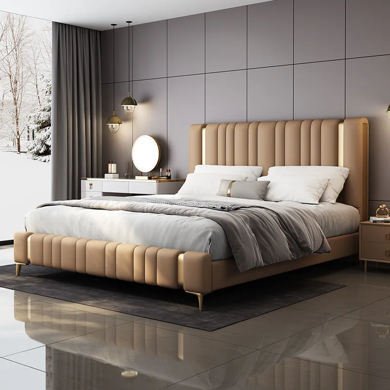 Headboard Couples Bedrooms Bed Queen Size Nordic Luxury Modern Room Frames Bed Loft Bases Double Camas Matrimoniales Furniture