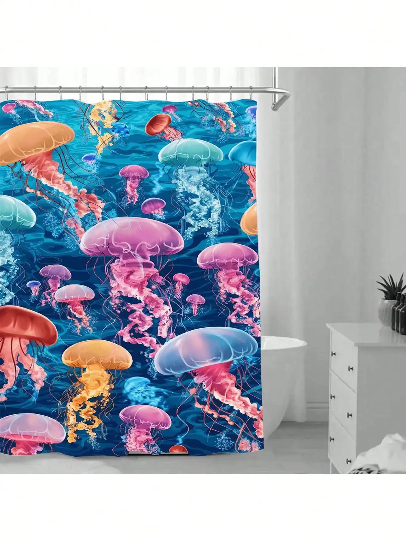 

Vibrant Jellyfish Shower Curtain: Embrace the Oceanic Design, Soft Fabric, and Colorful Vibes for Your Inspiring Bathroom