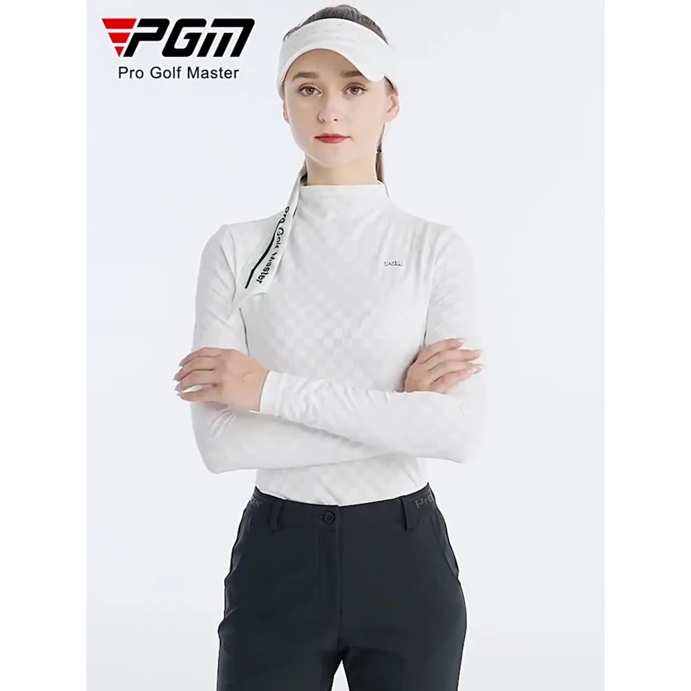 PGM Women Golf Long Sleeve T Shirts Underlay Autumn Winter High Neck Miękki i wygodny top Odzież damska Biały Różowy Czarny