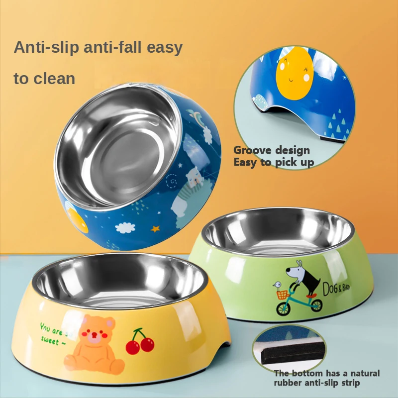 

Dog Bowl-Cat Bowl-Large Capacity-Anti-Skid And Anti-Knock-Over-Dog Basin-Pet Slow Eating Bowl-Pet Supplies-Food Stainless Steel