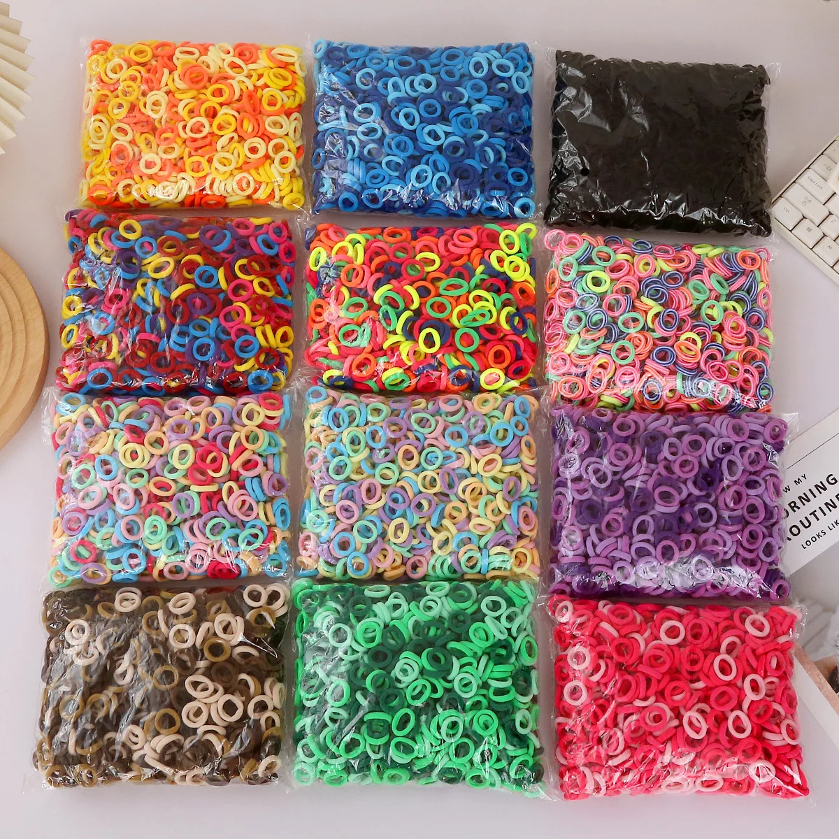 100/500pcs Small Colorful Rubber Hairbands Girls Kid Basic Nylon Ponytail Holder Scrunchie Ealstic Headwear Ties Accessories