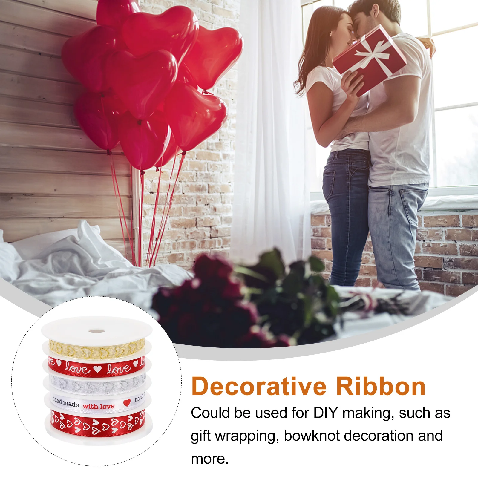 

5pcs 5 Rolls Pattern For Gift Wrapping Wedding Party Decor Craft Packaging Tape Festive Ribbon Wedding Ribbon Tape Roll