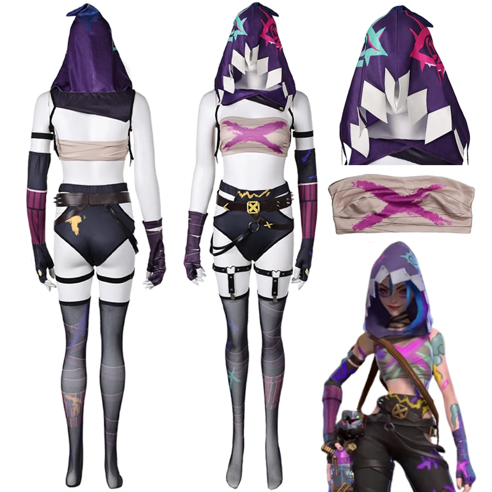 Fancy Dress Arcane Jinx Cosplay For Women Hat Sex Lingerie Suits Clothing 2024 Game LoL Costume Woman Roleplay Fantasia Outfit