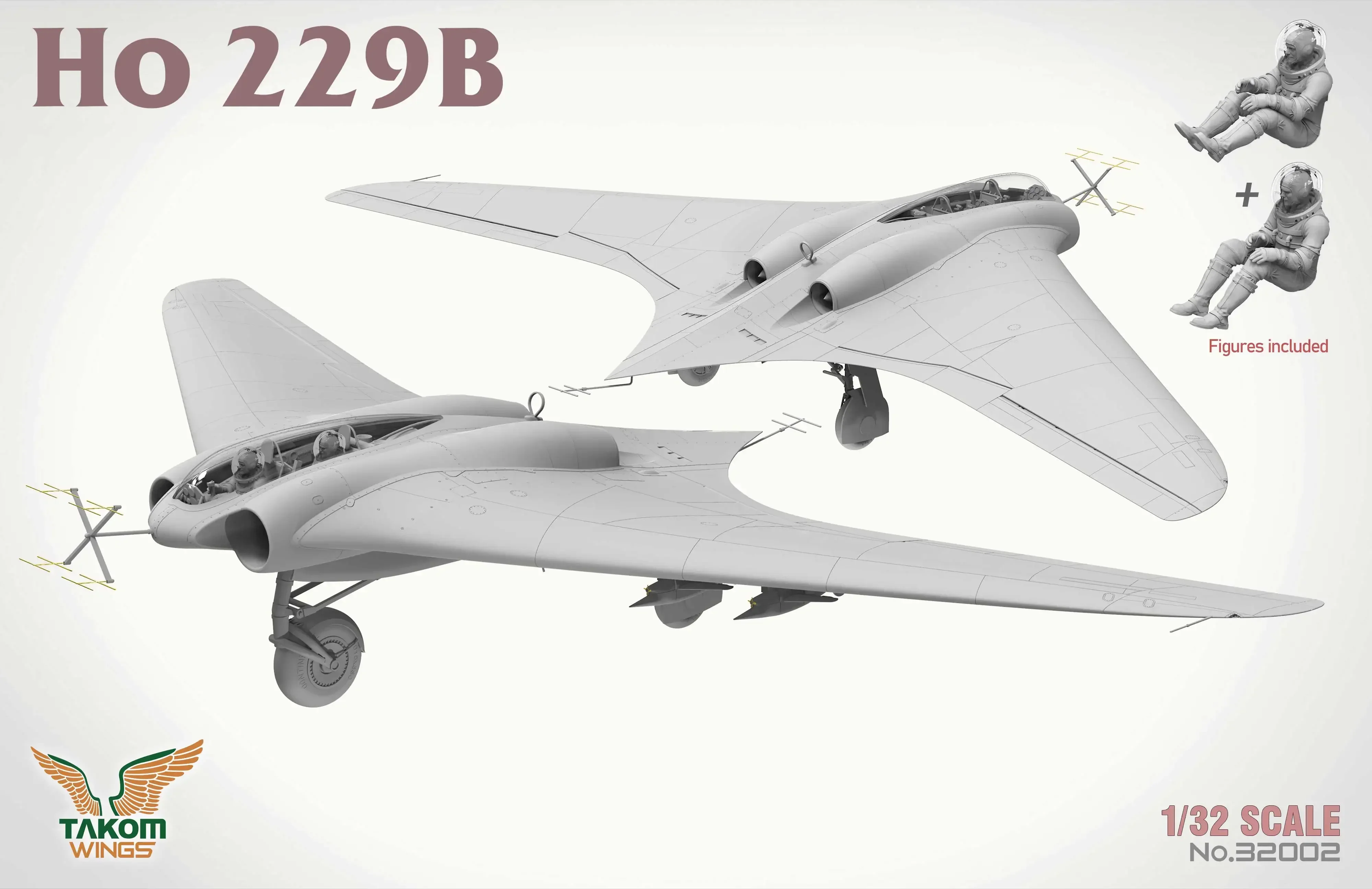 TAKOM 32001W 1/32 Scale Ho 229 กล่อง 2 Ho229A + Ho229B + 1/16Ho229 Pilot-Limited Model Kit