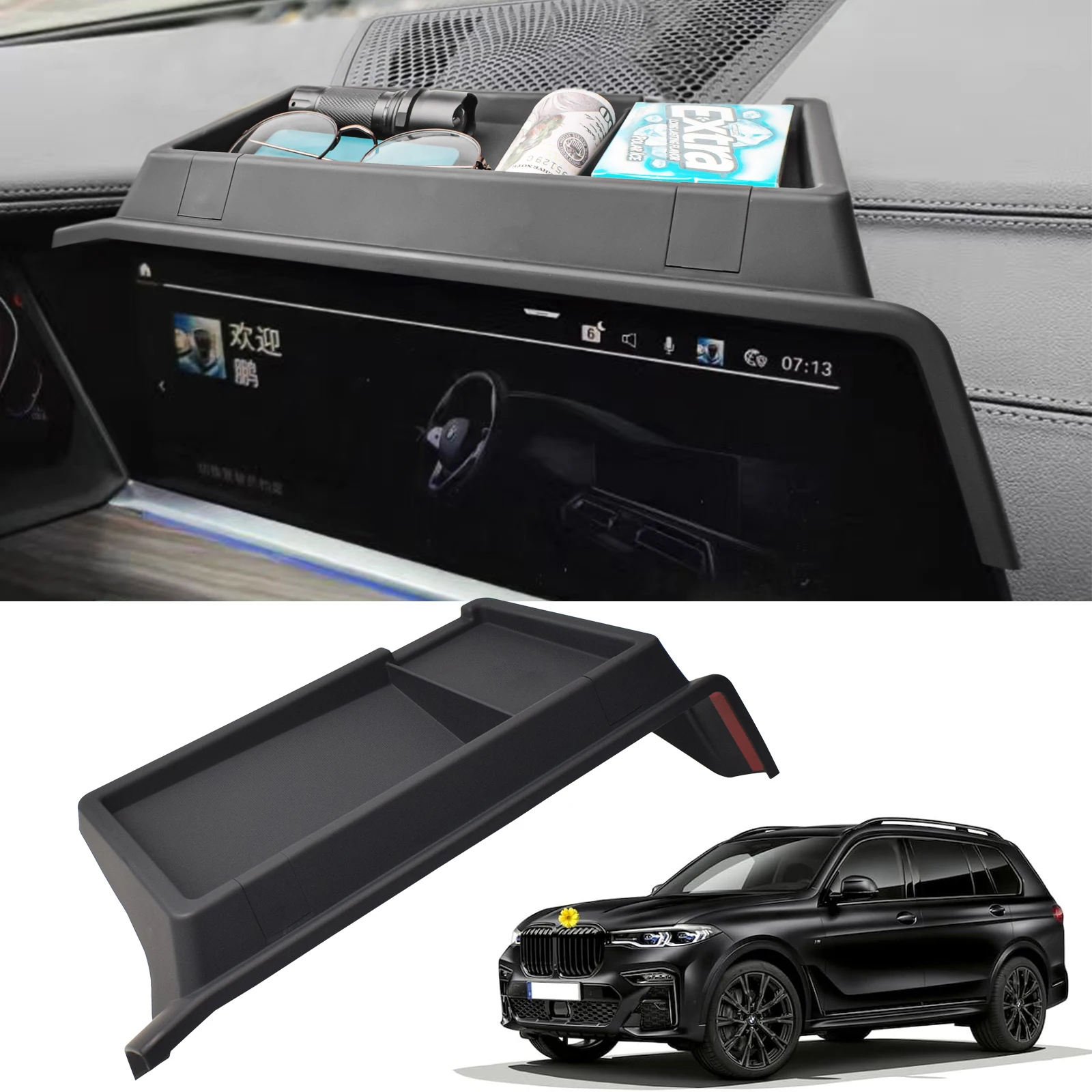 

Tucknbox Car Dashboard Storage Organizer Tray for 2019-2022 BMW X5 G05/ X7 G07 & 2020-2022 X6 G06 Center Console Box Accessories