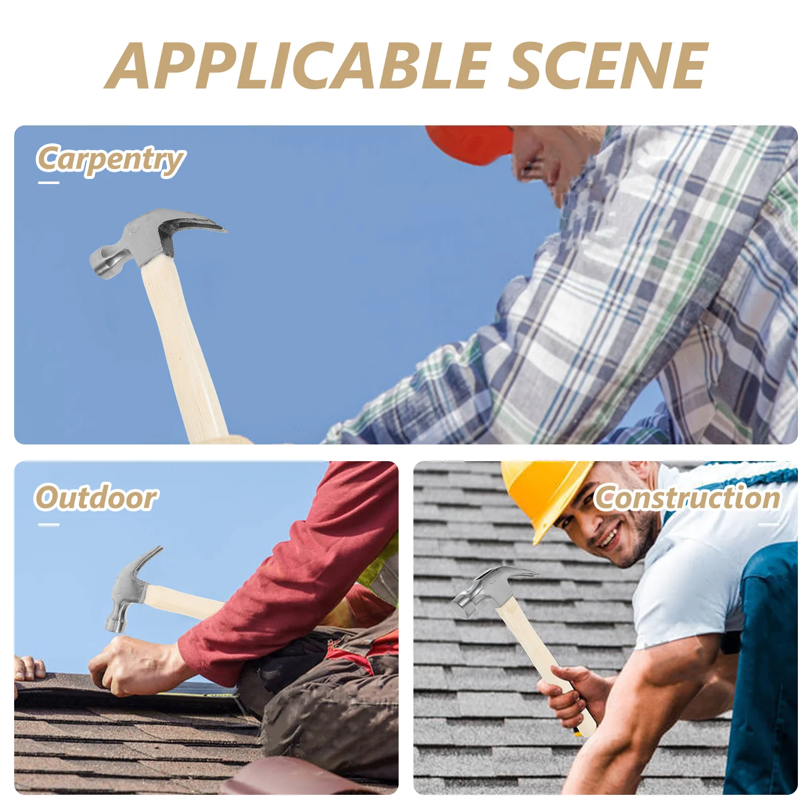 

Multi-Function Claw Hammer For Woodworking Sturdy Steel Wood Ergonomic Non-Slip Handle Carpenter Nailing Tool Hammers