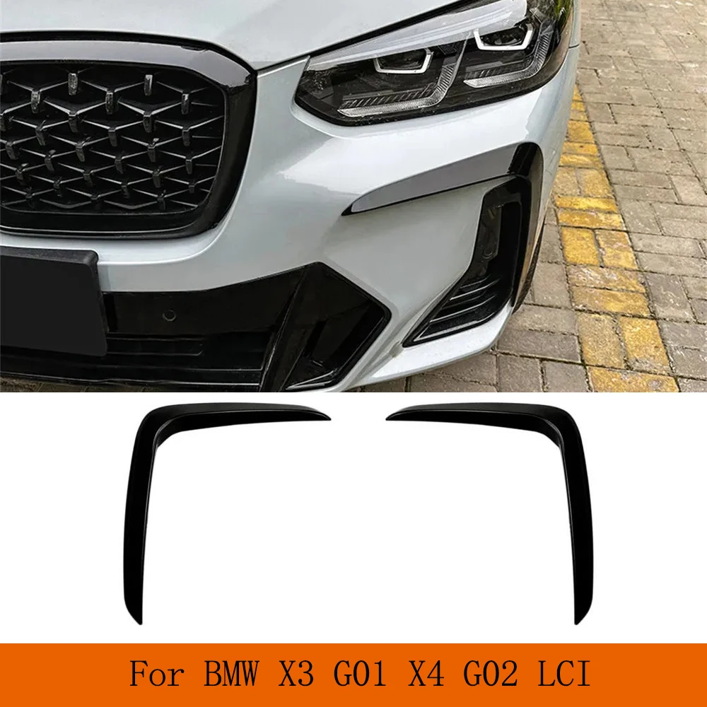 

Car Front Canards For Bmw X3 G01 ix3 2021-2023 X4 G02 Lci Front Body Kits Splitter Car Fog Lamp Trim ABS Black Cover