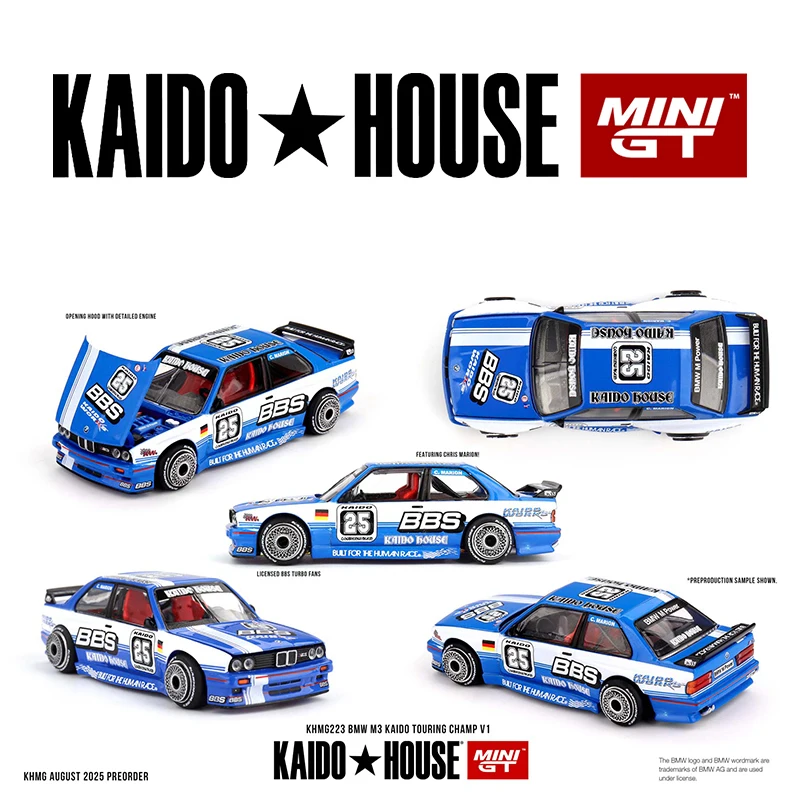 

Предпродажа KHMG 223 1:64 BMW M3 Kaido Touring Champ V1, открывающийся капот, литая под давлением модель автомобиля Kaido House MINIGT