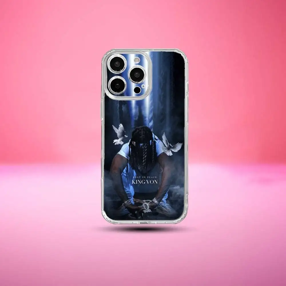 حافظة هاتف Raper K-King Von لهاتف iPhone17,16,15,14,13,12,11 Plus، Pro Max غطاء شفاف ناعم