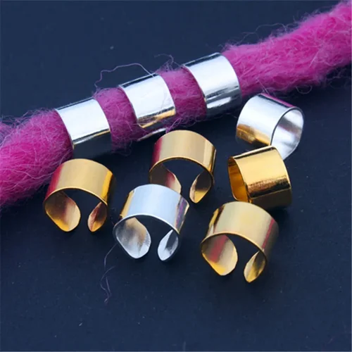 10 Uds. De rastas de Metal, trenzas para el pelo, anillos para el pelo, cuentas, Clips para las orejas sin perforación, puños de Barba, tubo, dijes DIY, accesorios de estilismo