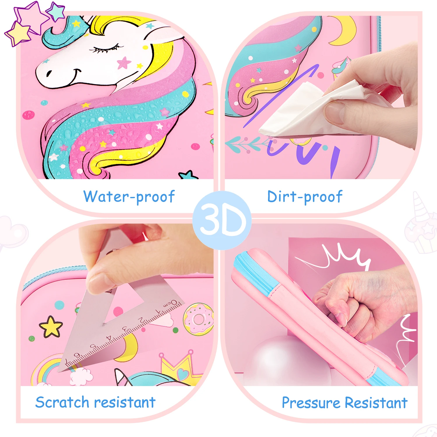 ثلاثية الأبعاد يونيكورن مقلمة مقلمة قلم رصاص رائعة مقلمة لفتاة مدرسة طالب صندوق أدوات مكتب سعة كبيرة الأطفال القلم حالة اللوازم المدرسية