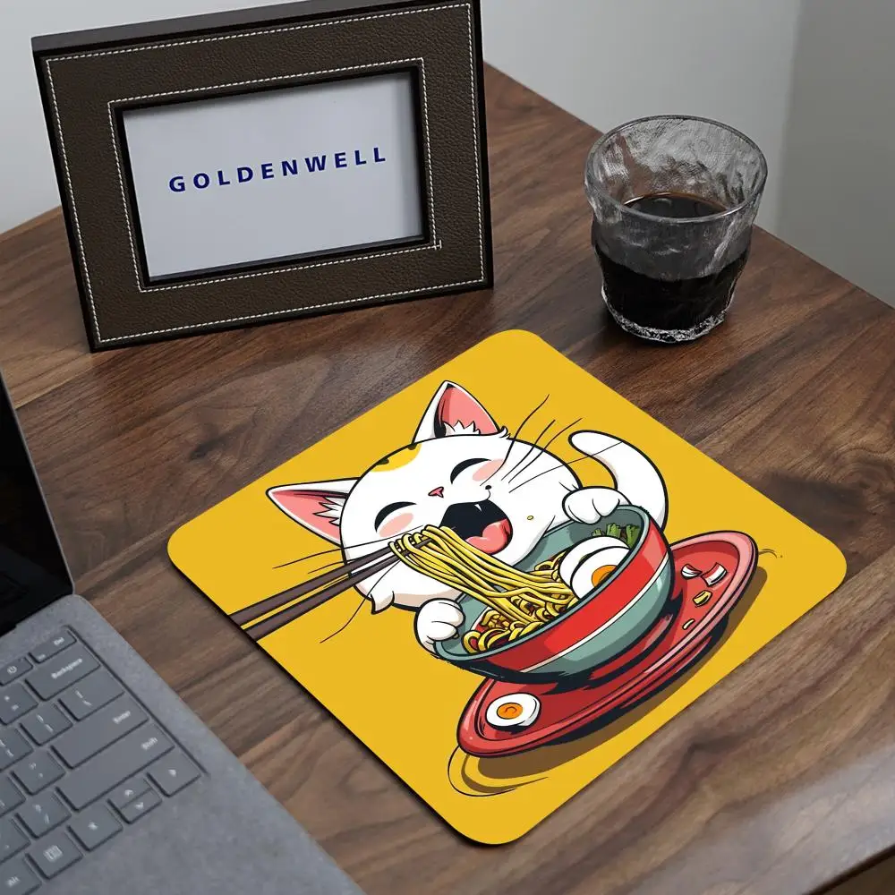 Cat Ramen Custom Mouse Pad Anime Computer Mat Pc Accessories Game Mats Mousepad Company Desk Accessory Gaming Laptop Gamer Girl