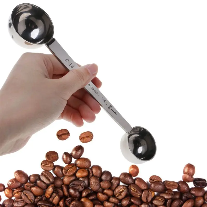 Cucchiaio dosatore in acciaio inox, cucchiaio da caffè a doppia estremità, 15 e 30