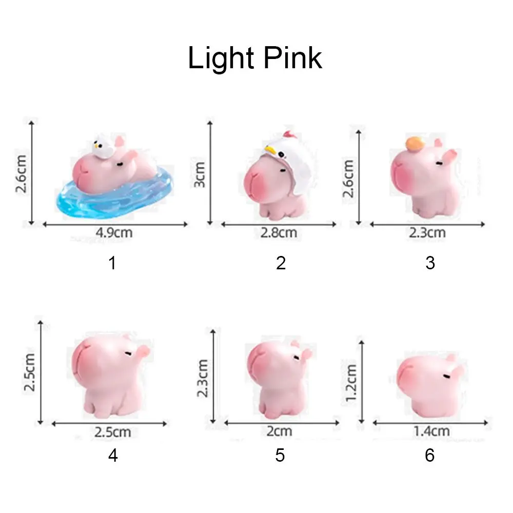 تمثال كبسولة كرتونية من الراتنج ، تماثيل كابيبارا مصغرة وردية الصنع ، ديكور منزل ومكتب ، تمثال حيوانات صغير