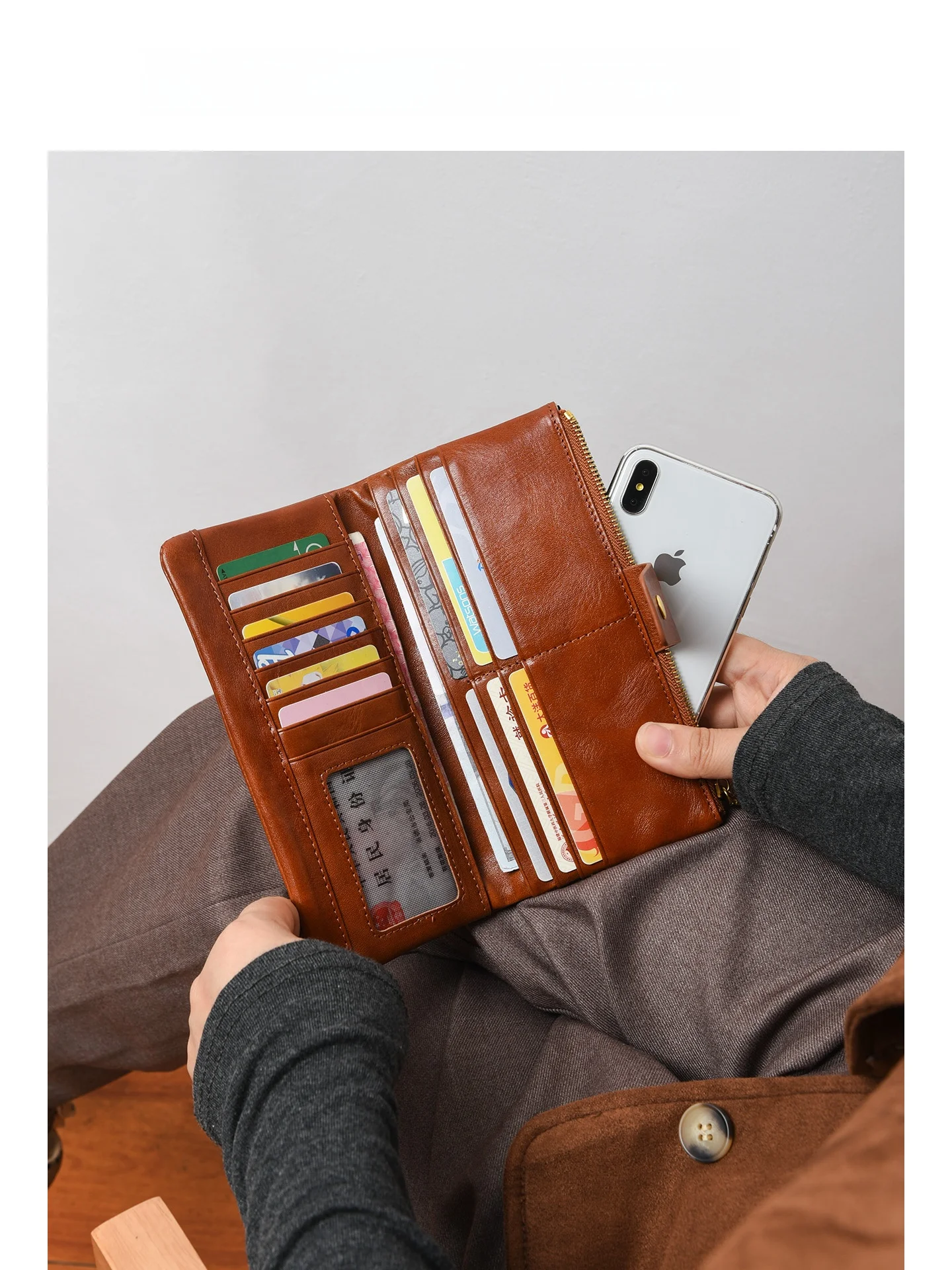 portafoglio-lungo-in-vera-pelle-multi-scomparto-grande-capacita-porta-passaporto-clip-per-soldi-regalo-in-pura-pelle-di-alta-qualita