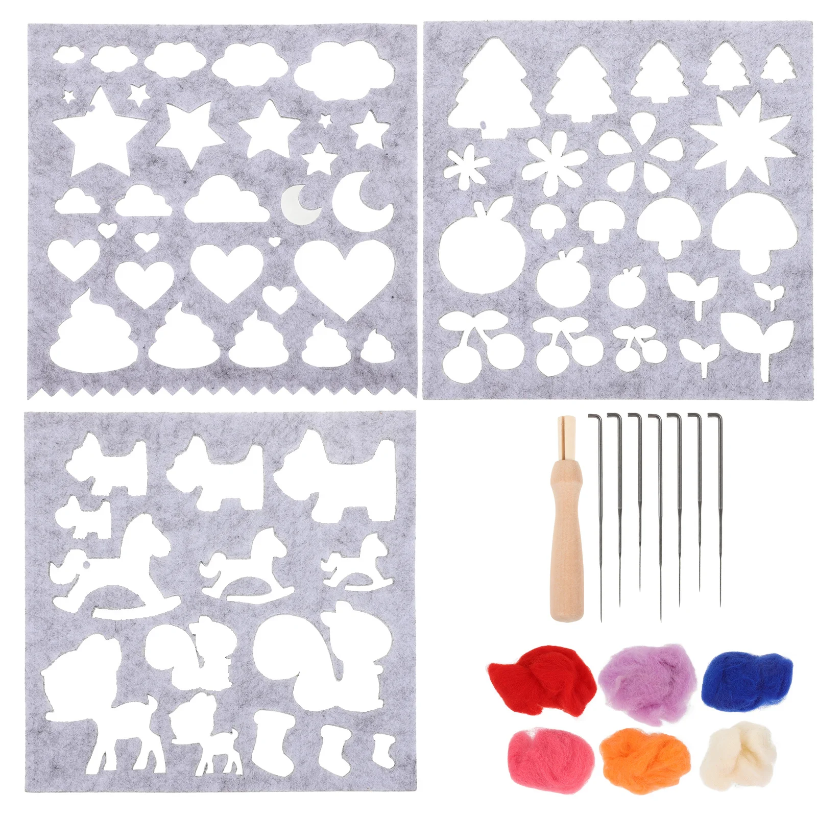 

1 set 1 Set Wool Applique Diy Mold Needle Felting Starter Kit For Handmade Craft Template Woolen Felt Tool Felting Mold