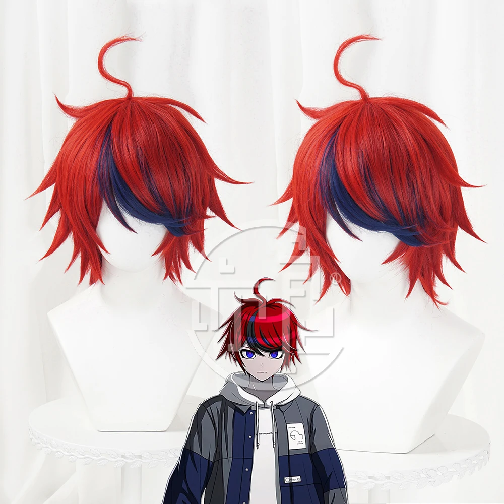 

The Hundred Line Last Defense Academy Sumino Takumi Косплей Парик Красный Смешанный Темно-Синий 28 см Короткие Термостойкие Синтетические Волосы