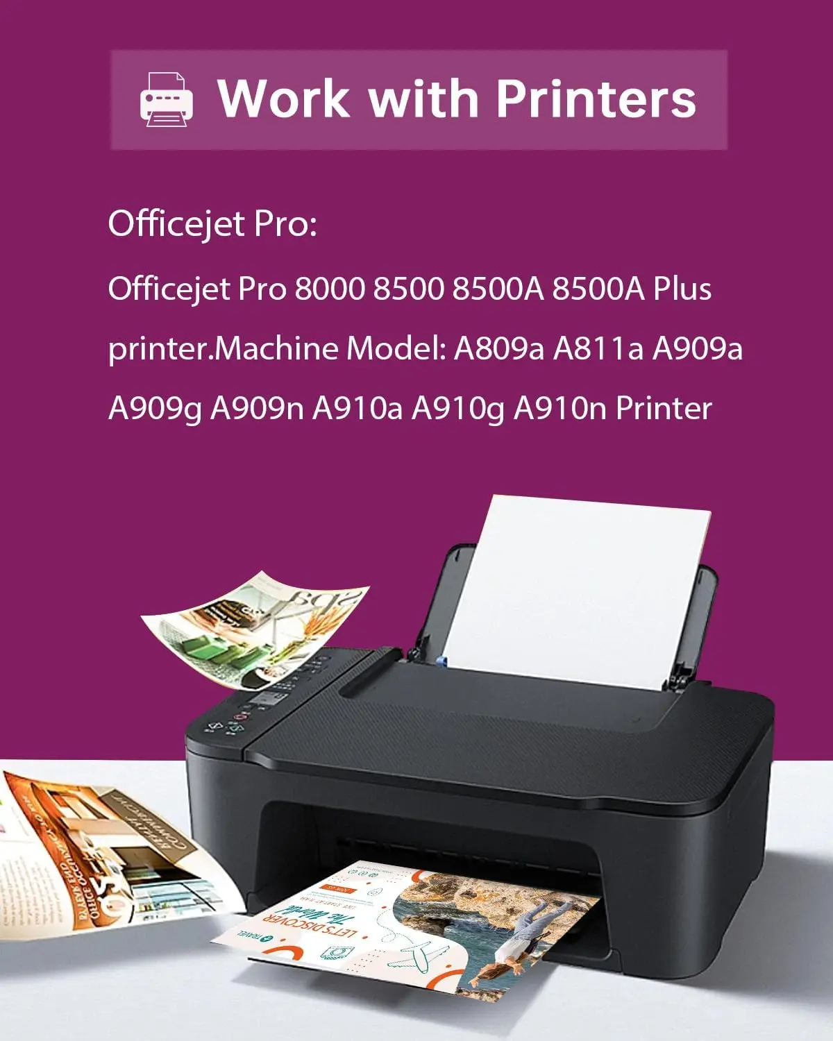 940 940XL Compatível com impressora Officejet Pro 8000 8500 8500A 8500A Plus. Modelo de máquina: A809a A811a A909a A909g A909n (pacote com 8)