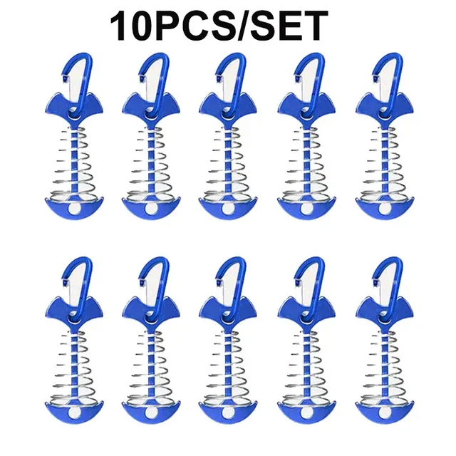 NONE 10 stücke Deck Ankers tifte wind dichtes Aluminium Deck binden Feder Fishbone Zelt Anker Zelts eil Spanner Guyline Cord Adjuster 6