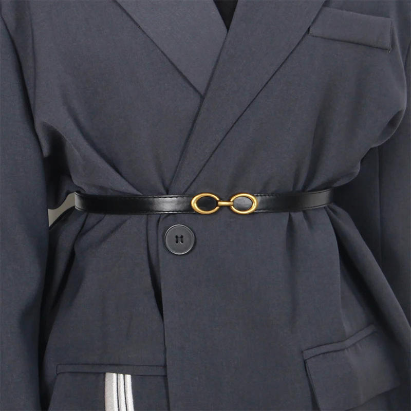 Элегантный винтажный тонкий пояс с пряжкой, украшение, женский свитер в корейском стиле, платье, кожаный пояс, тонкий ремень