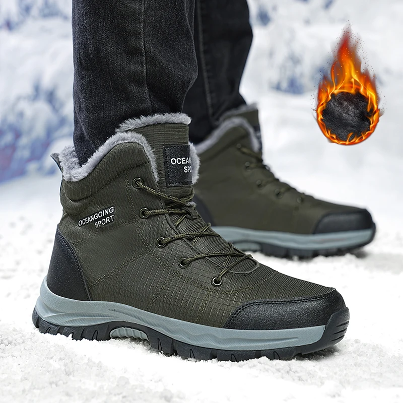 

MAEDEF Mens Shoes Winter Boots Lace Up Flats Keep Warm Anti Slip Walking Climbing Trekking Shoes Platform Outdoor Man Snow Boots