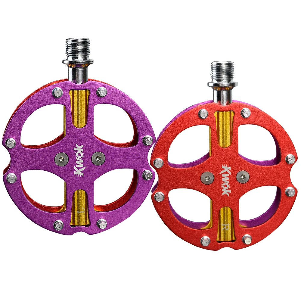 

KWOK MTB Pedals Double Color 290g Aluminum Alloy Anti-Slip Bike Bicycle Pedals 3 Sealed Bearings CR-MO Axle Cycling Pedals