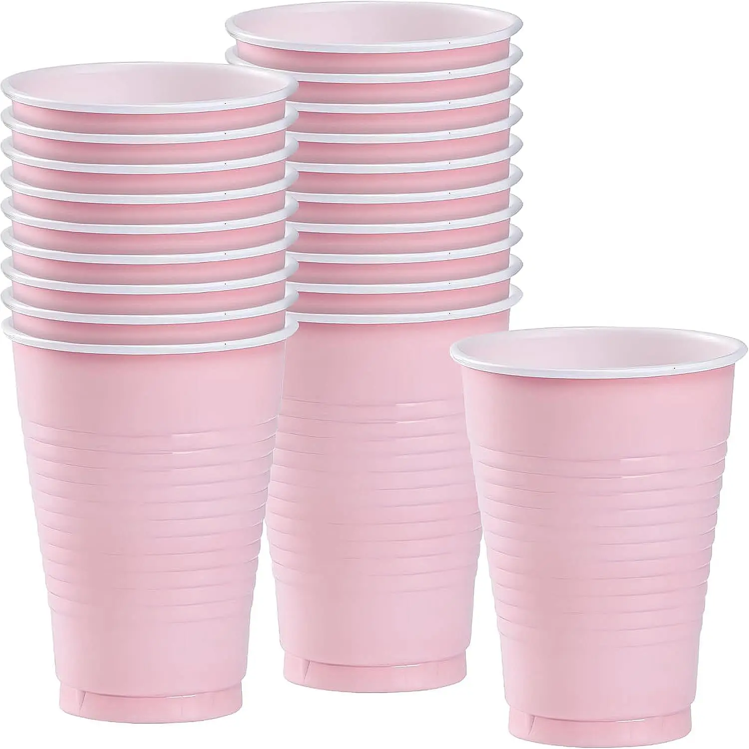 

20 Pack Pink Plastic Party Cups 12 Oz - Durable & Disposable for Celebrations