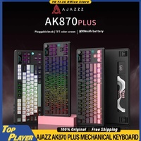 AJAZZ AK870 PLUS Mechanical Keyboard 8000mAh 2.4g BT Wireless Customized Hifi Switches DIY TFT Display Control Knob RGB Keyboard