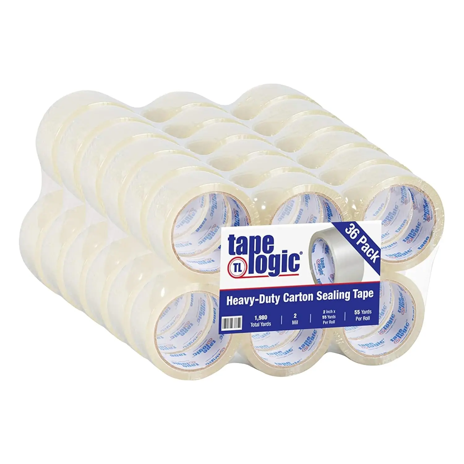 

2" x 55 yds Acrylic Packing Tape 2.0 Mil, Clear (36-Pack) Heavy Duty Packing Tape Rolls for Sealing Boxes at Home, Wareh